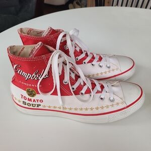 Converse Red and White Campbell's Soup Sneakers